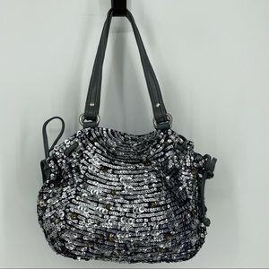 Anthropologie Jasper & Jeera Navy Blue Sequin Bag